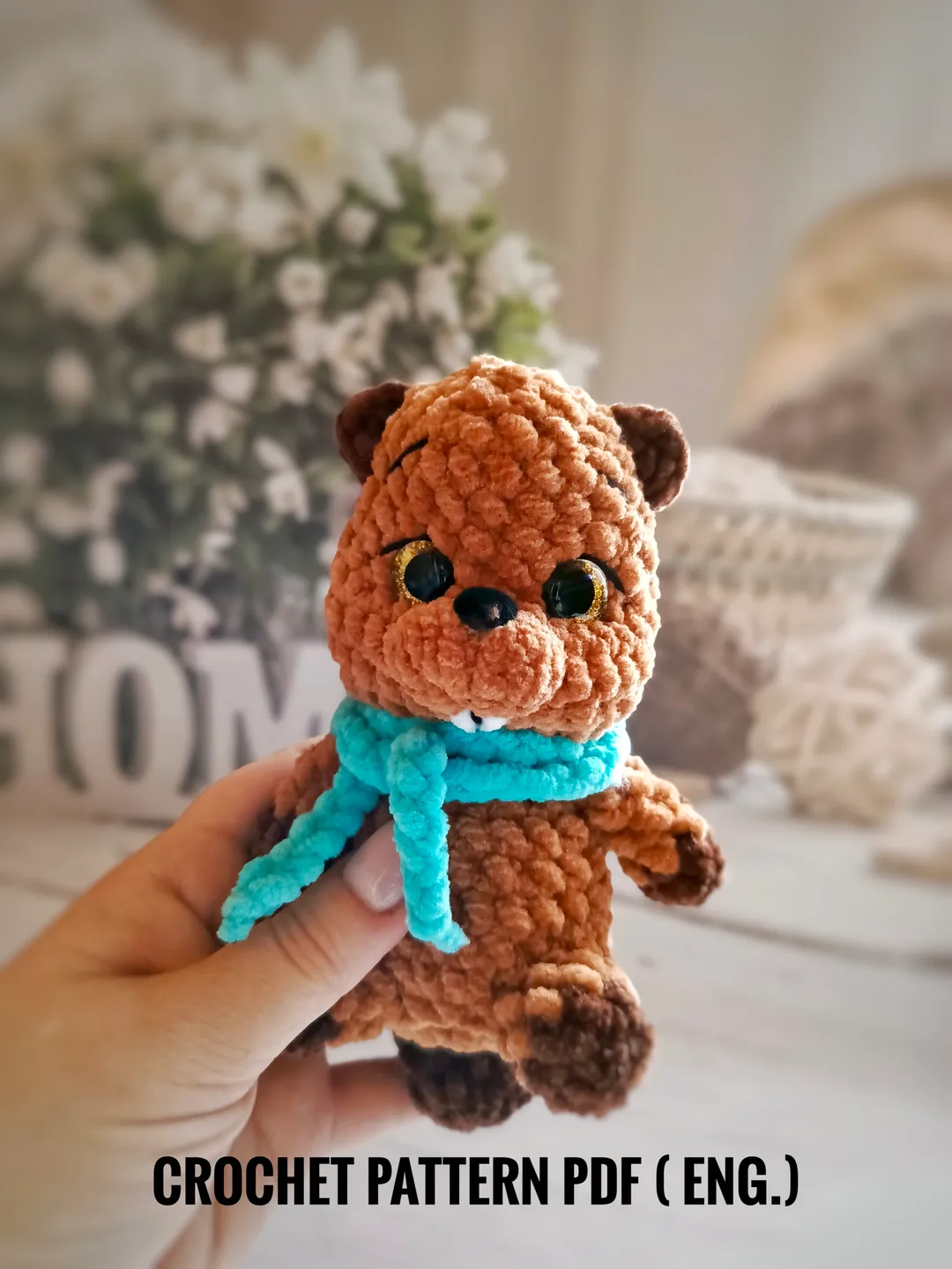 Crochet plush beaver pattern, mini crochet animals, amigurumi pattern