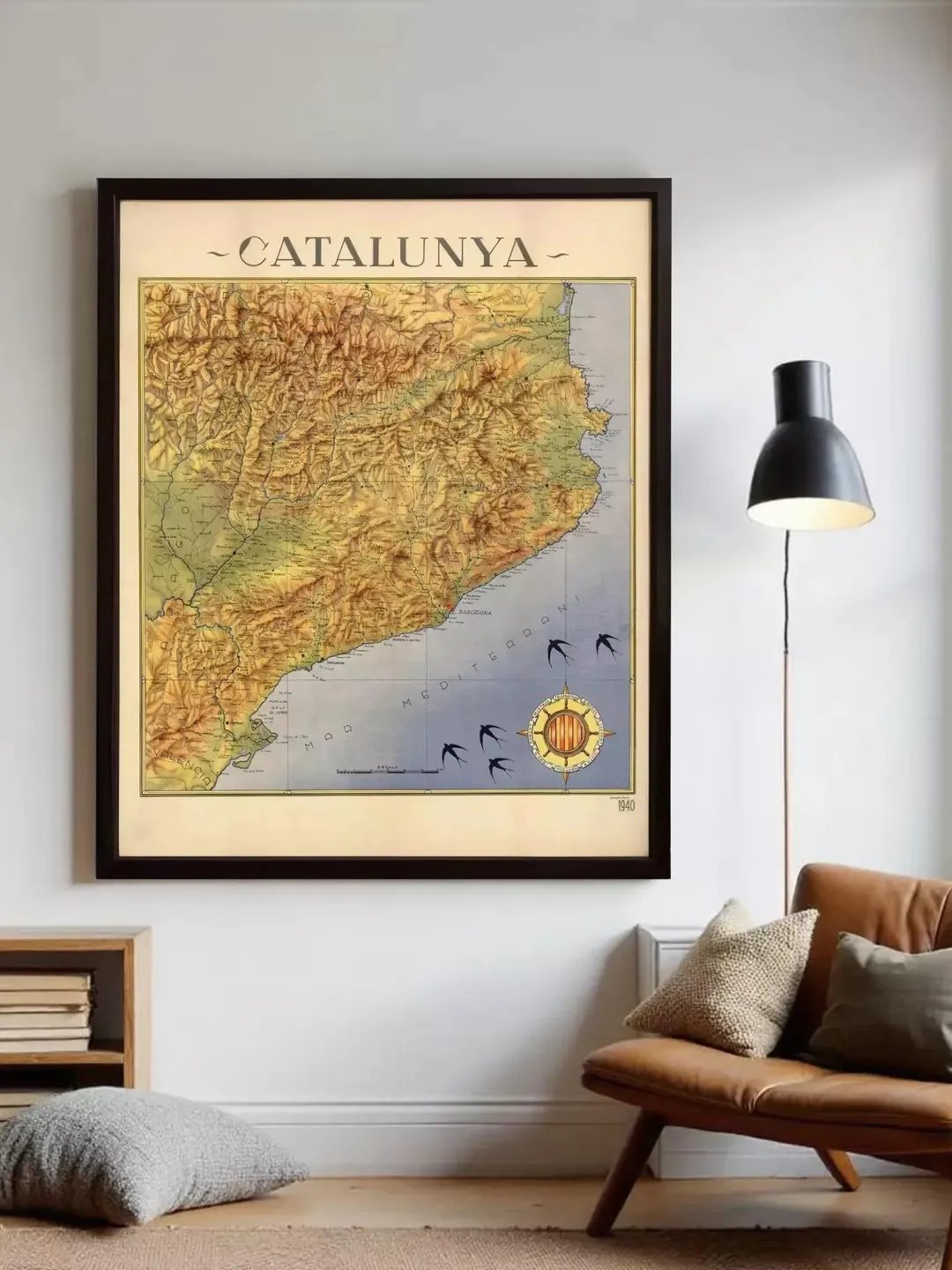 Catalonia Map Print | 1940 Vintage Wall Art