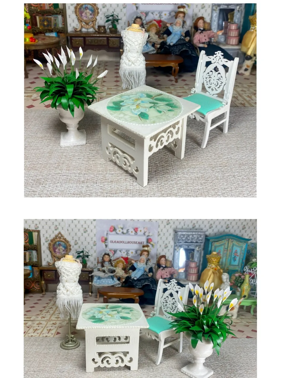 Set of furniture and accessories for a dollhouse. 1:12. handmade. Furniture for dolls.