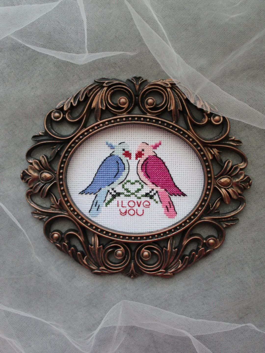 Cross stitch pattern Two parrots, easy cross stitch chart PDF