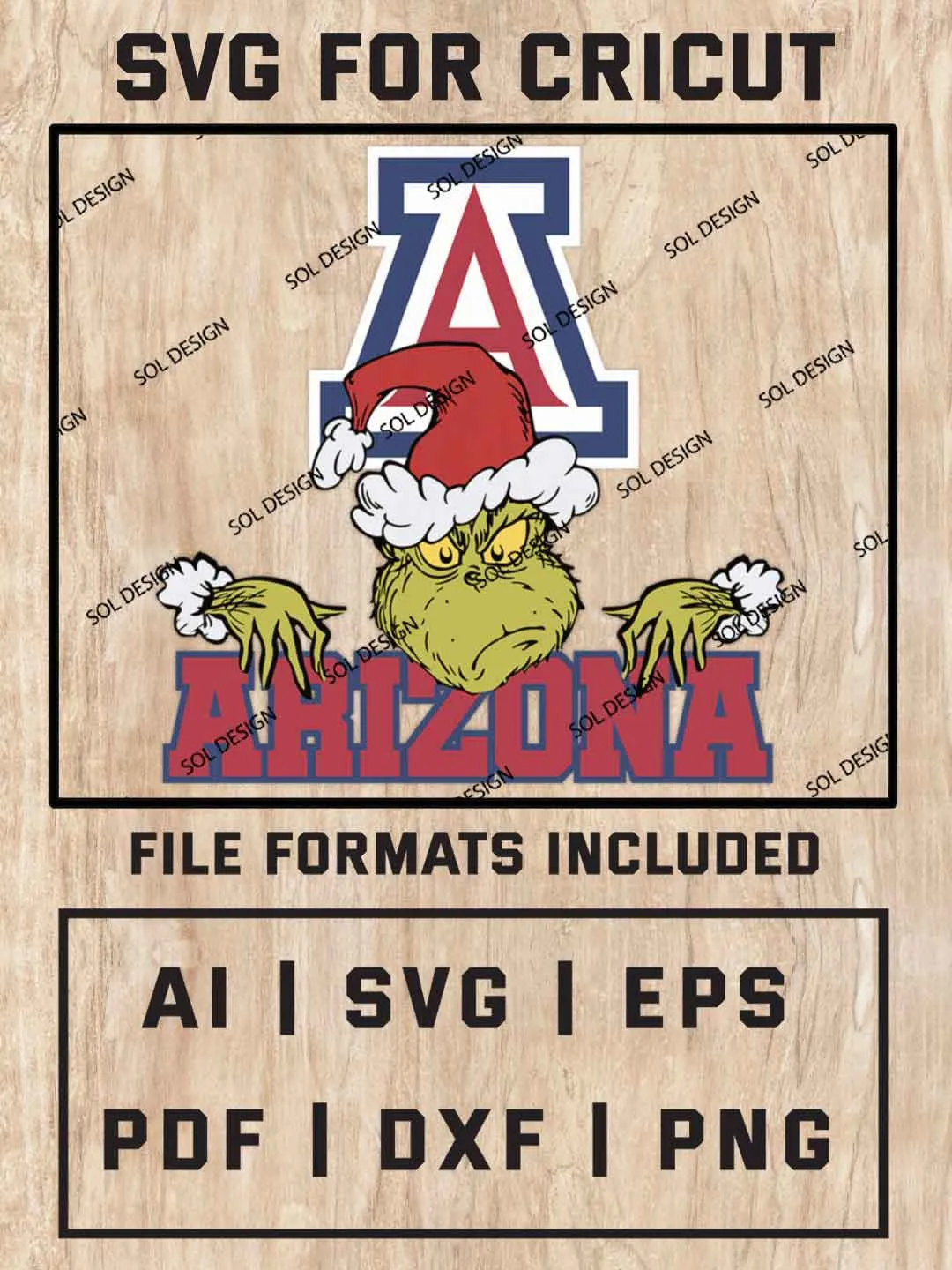 Grinch Arizona Wildcats SVG, NCAA SVG Design, NCAA Arizona Wildcats SVG, NCAA Wildcats Cricut, Christmas Svg, Grinch svg, Digital Download