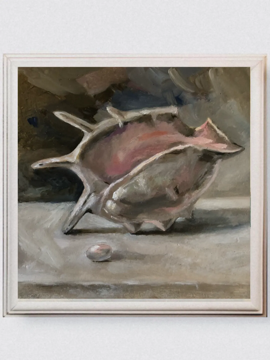 Shell and pearls original oil painting wall art modern painting 6x6 inches