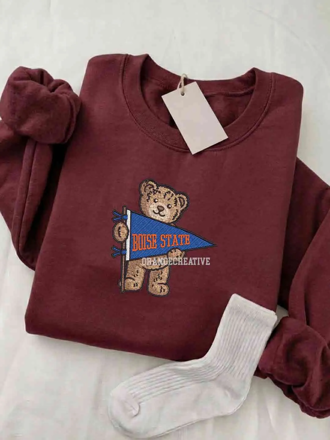 Boise State Broncos Embroidered Sweatshirt, College Embroidered Crewneck, NCAA Boise State Team Embroidered Shirt, Teddy Bear Sweatshirt, Gift for Collegue