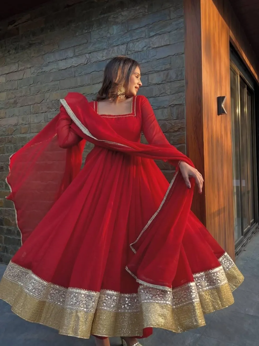 designer anarkali dress Suit with Palazzo and Lace Dupatta Embroidery is present on Prime Day deals: 10 Size:10DD sticker:new-arrival:2025-10-20:2025-10-27 Gown