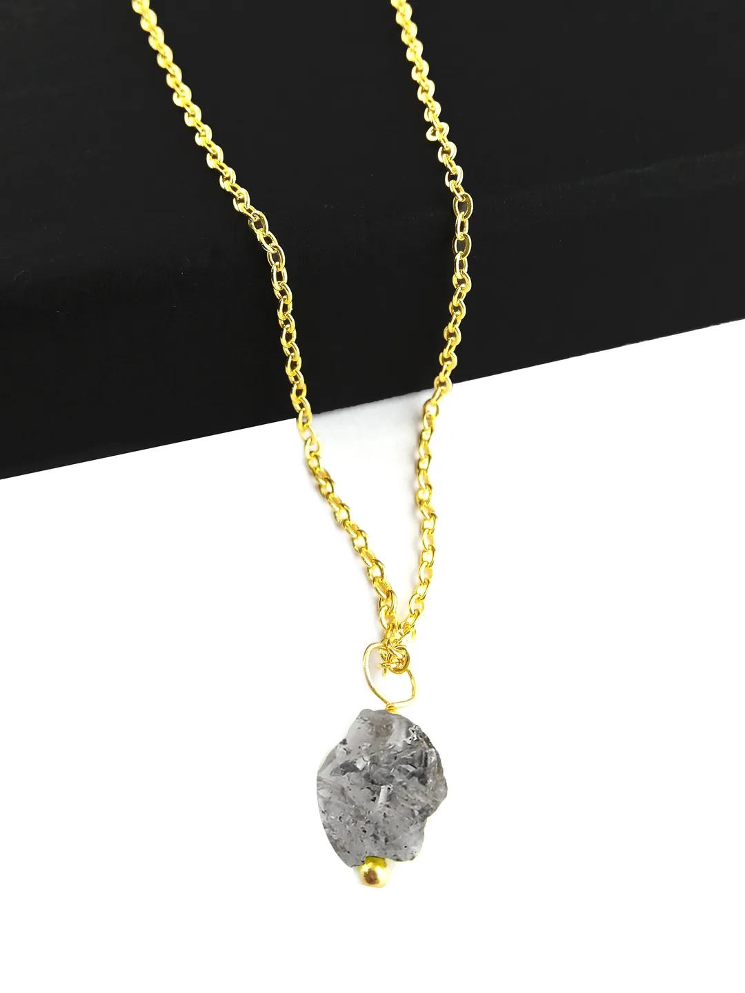 Herkimer Diamond Necklace, Natural Rough Crystal Pendant, 925 Sterling Silver April Birthstone Jewelry