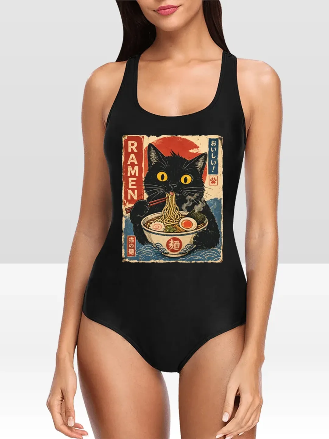 Cat And Ramen One Piece Swimsuit