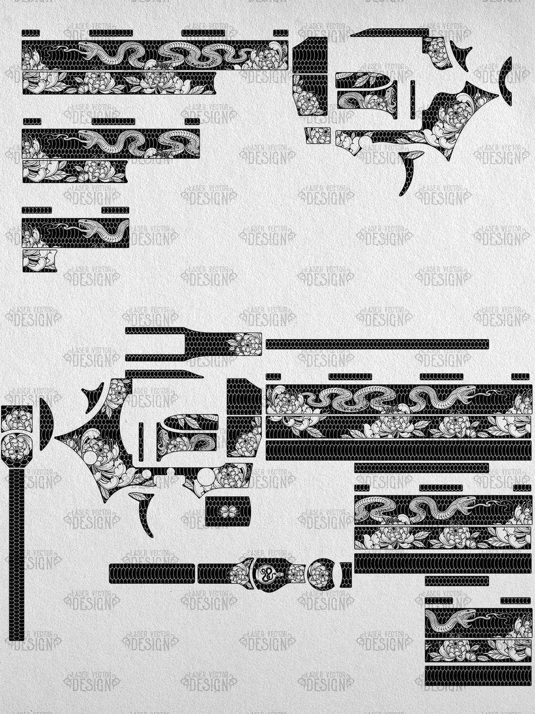 VECTOR DESIGN Colt Python 357 6, 4.25, 3 in Snake and flowers