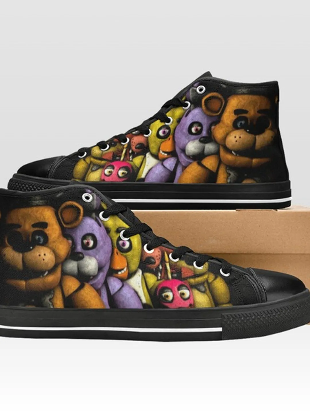 FNAF Five Nights At Freddy's Shoes, High-Top Sneakers, Handmade