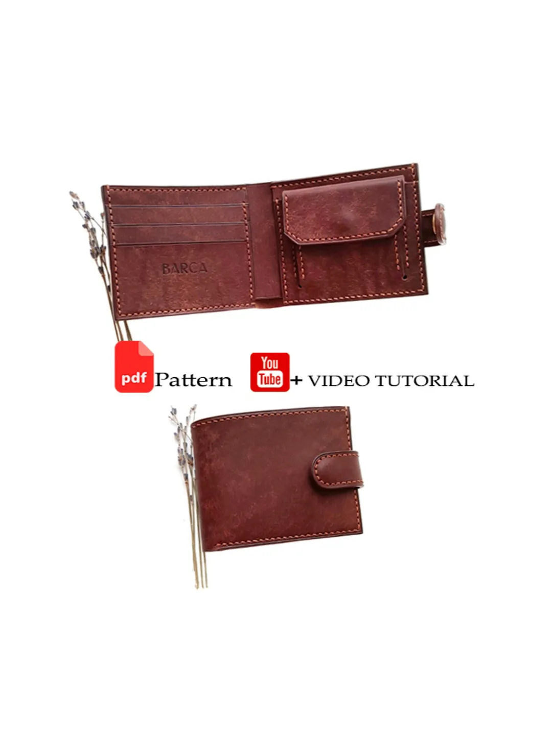 Leather bifold wallet pattern PDF with 4 mm pitch. Classic men's wallet PDF Pattern.