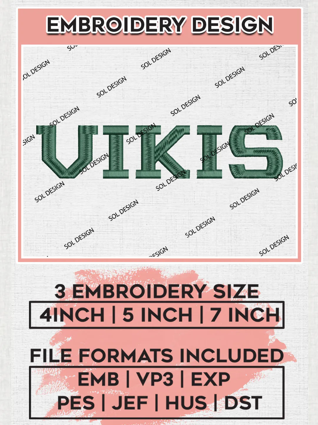 NCAA Portland State Vikis Team Logo Embroidery Design Files, NCAA Portland State Vikings Machine Embroidery, NCAA Teams, 3 sizes, NCAA Machine embroidery designs, Digital Download