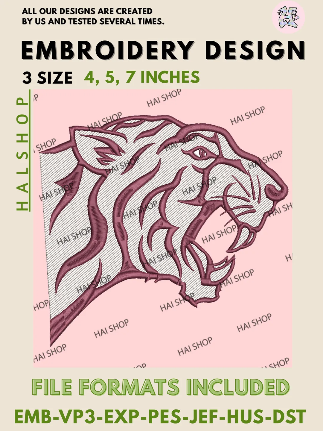 NCAA Texas Southern Tigers Team Mascot Logo Embroidery Design Files, Texas Southern Tigers Machine Embroidery, NCAA Teams, Game Day, 3 Sizes, Digital Download