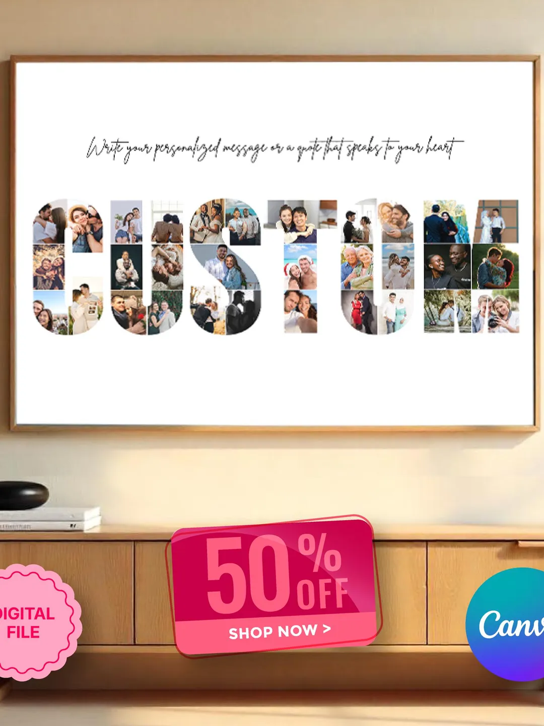 Customized Name Frame Personalized Custom Name Frame | Photo Collage Canva Temp | Editable ...