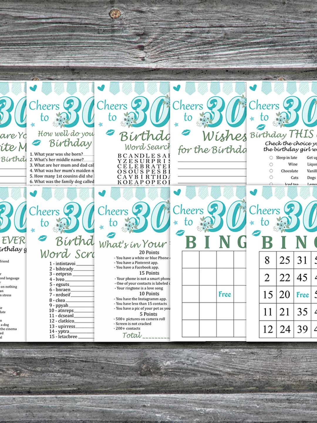 30th Birthday Party Games bundle,Adult birthday games package,Printable Birthday Games,INSTANT DOWNLOAD