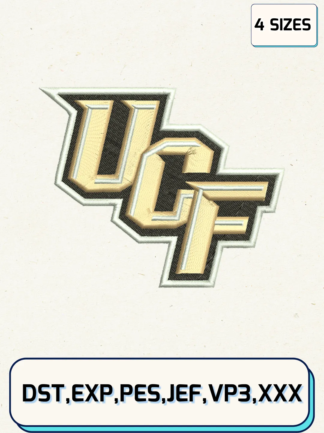 UCF Knights Embroidery Design Files, NCAA Logos Embroidery Designs, Machine Embroidery Files, 4 Sizes