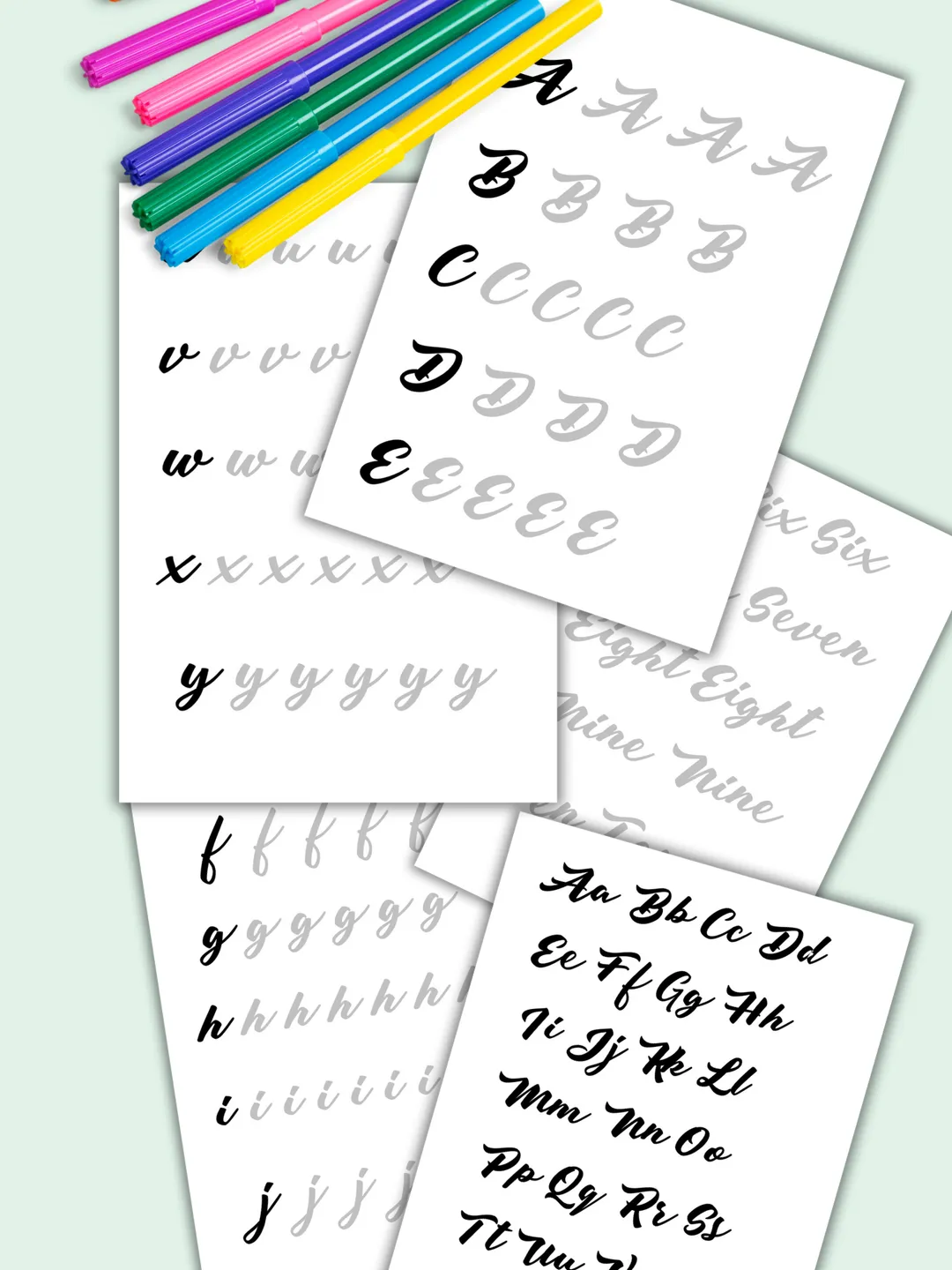 Paper Lettering Sheet Calligraphy Worksheets, Calligraphy Practice Sheets, Brush Lettering