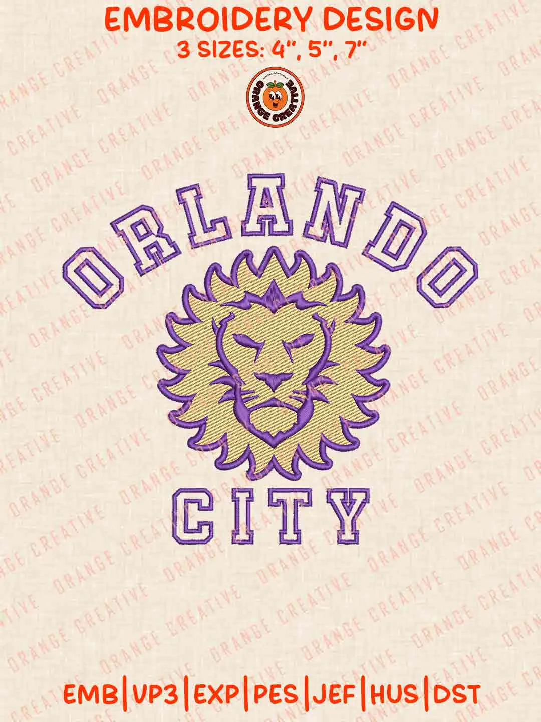 Orlando City SC Word Logo Embroidery Files, Orlando City SC Embroidery Designs, League Soccer Machine Embroidery Files, MLS Orlando City SC Logo Machine Embroidery, 3 sizes, Digital Download
