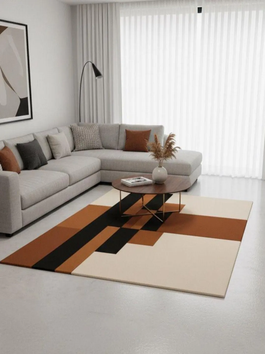 Hand Tufted NZ Wool Geometric Rug: Minimalist Modern Home Decor