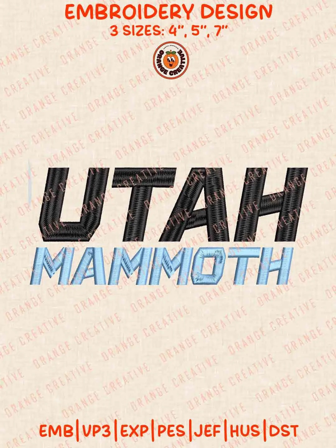 NHL Utah Mammoth Team Wordmark Embroidery Files, Cute Sport Teddy Bear Embroidery Designs, NHL Hockey Team, Utah Mammoths Designs, Digital Download