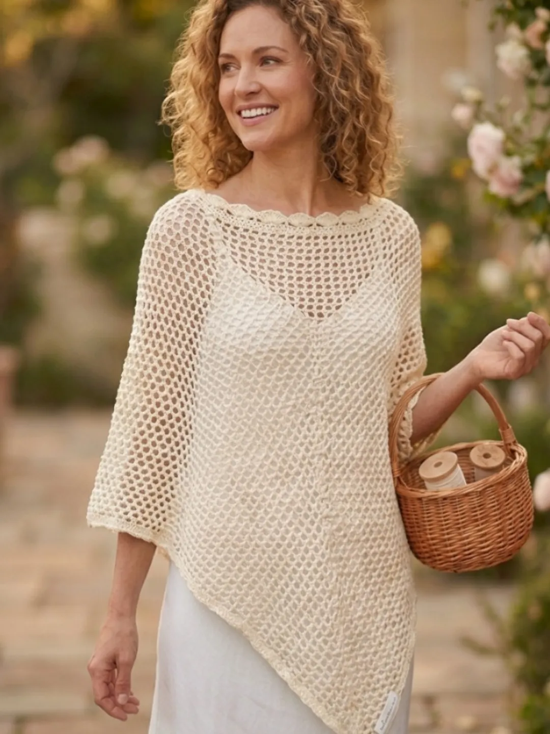 Elegant Luxury Crochet Poncho Top Pattern PDF | Crochet Patterns Summer Top | White Beach Cover Up & Dress Style