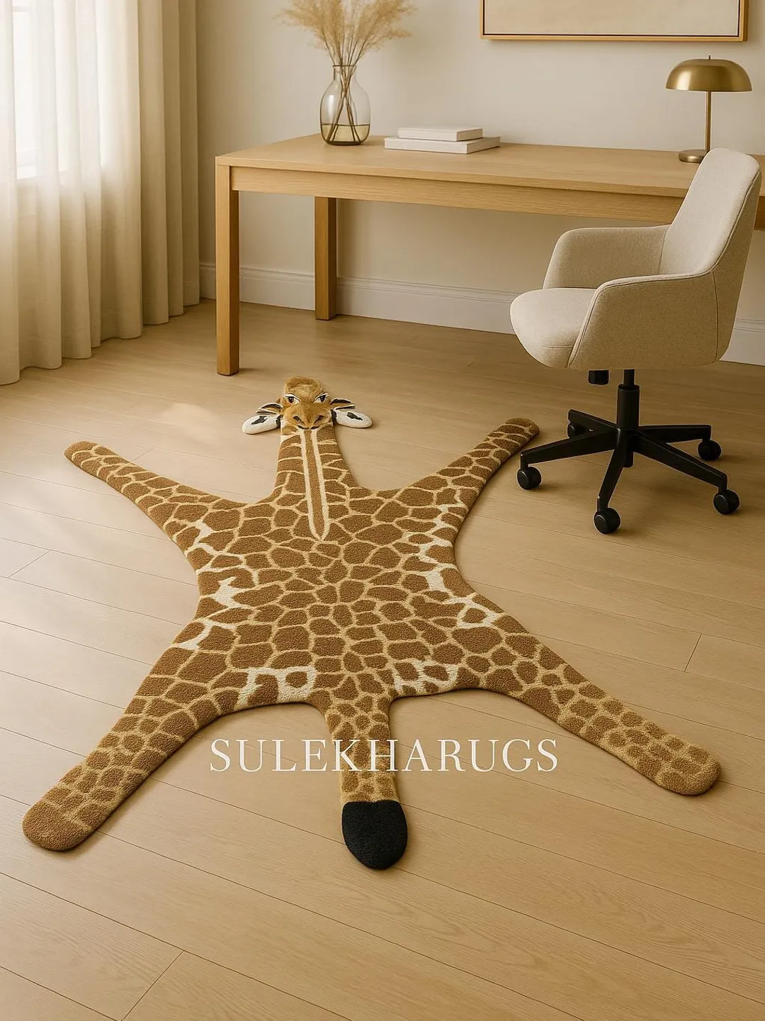 Giraffe Texture Rug Hand-Tufted Wool Giraffe Rug: Safari Nursery Kids Carpet