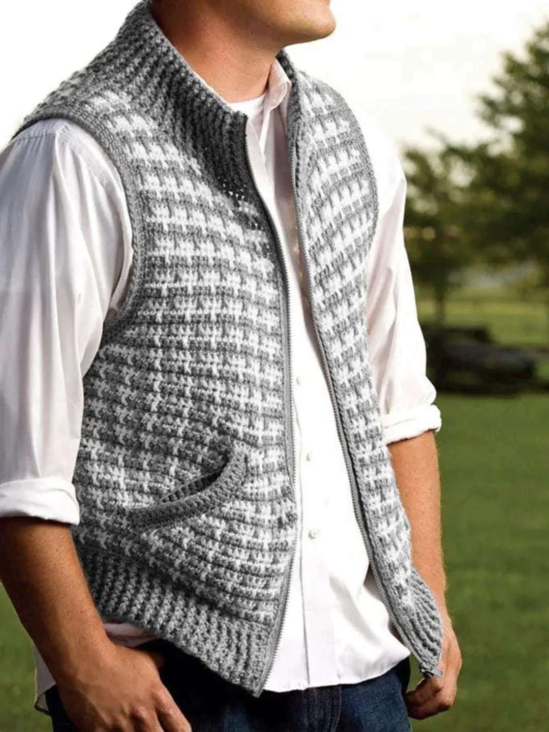 Mens vest waistcoat crochet pattern, crochet pattern for men, easy simple sleeveless cardigan vest pattern pdf