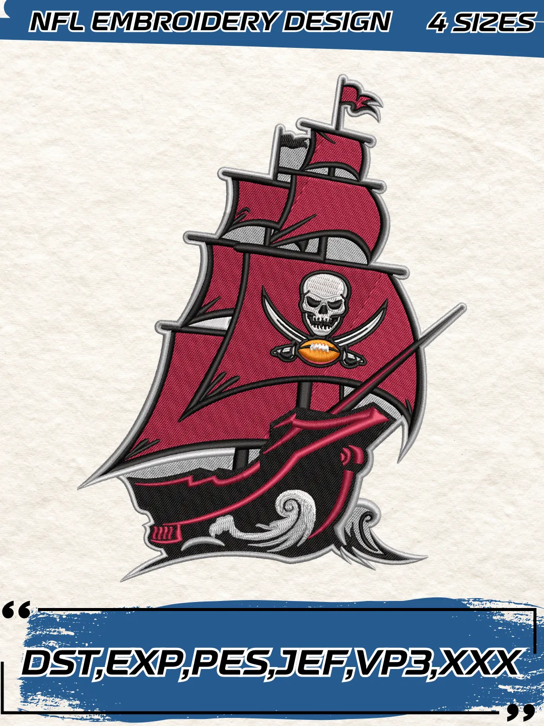 Tampa Bay Buccaneers Alternate Logo Embroidery Design,NFL Logo Embroidery Design,Machine Embroidery Design File,4 Sizes, Digital Download