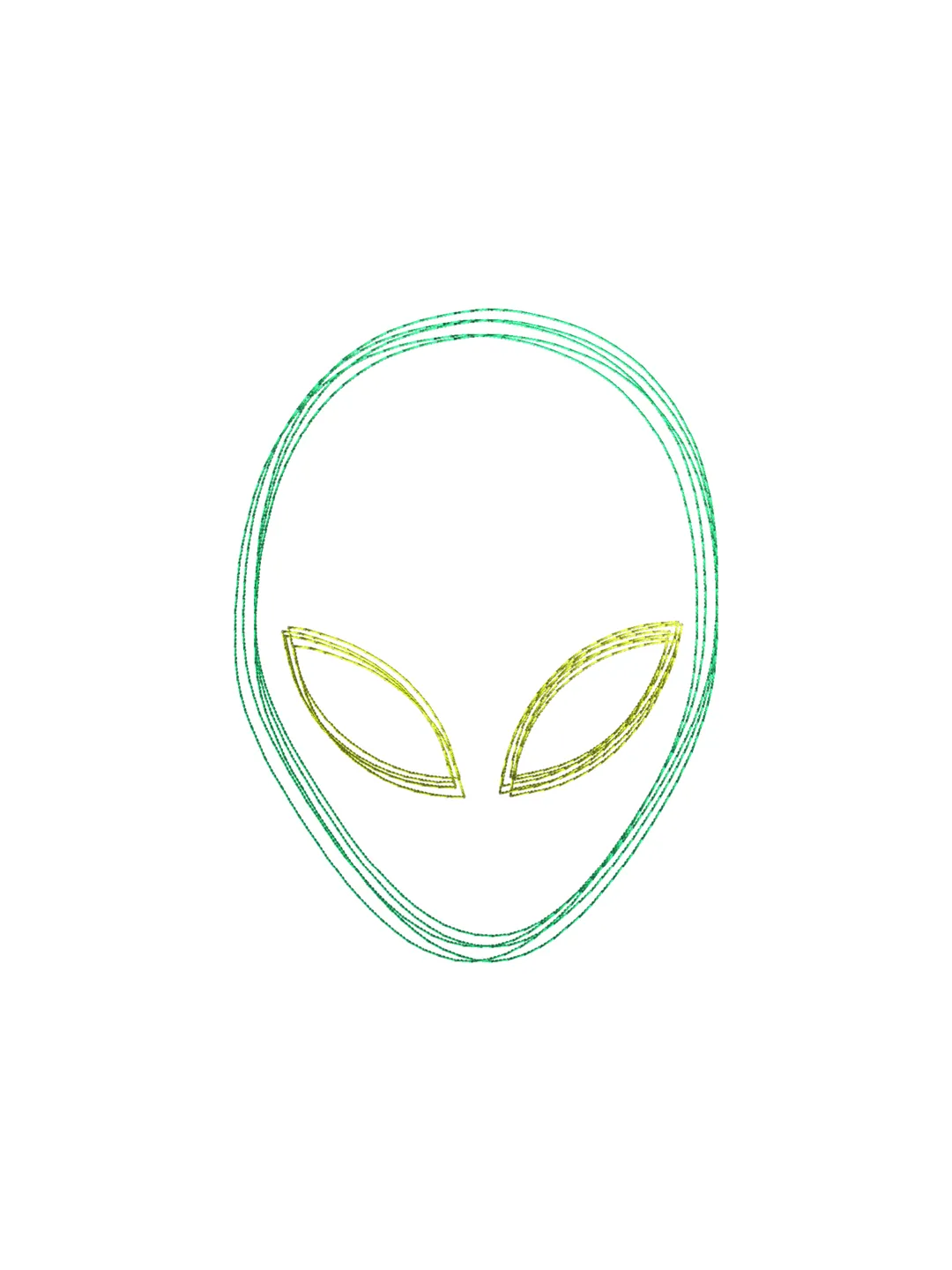 Alien scribble stitch embroidery design,Alien face machine embroidery design,Fun embroidery design,INSTANT DOWNLOAD-1403