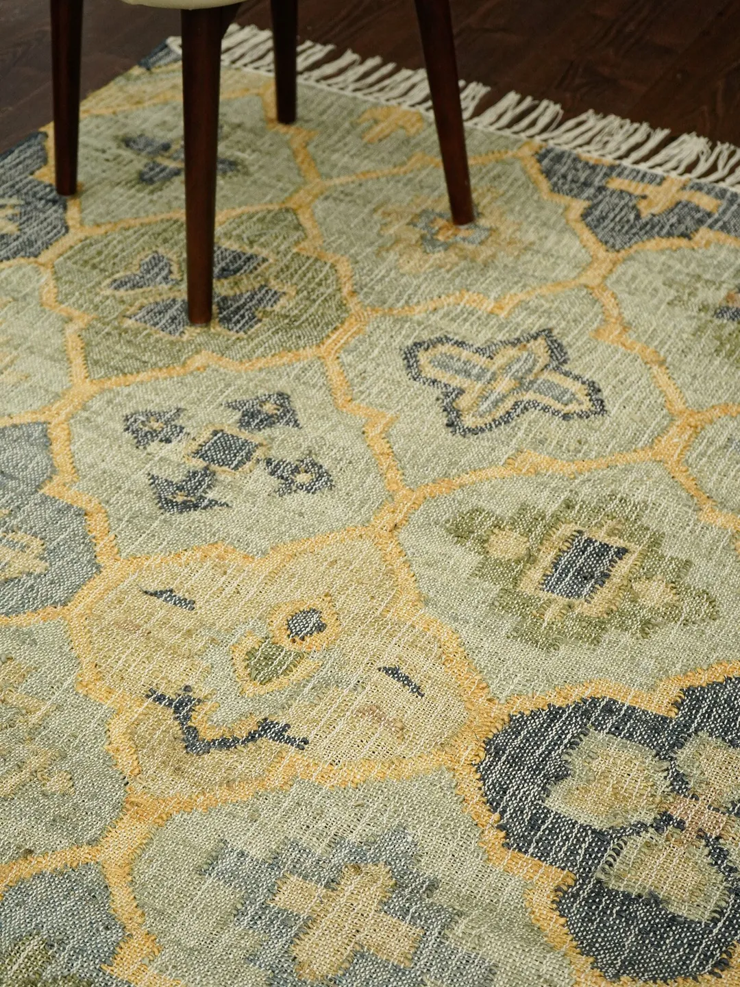 Heart Green Jute Rug Handwoven Sage Green Flatweave Abstract Floral Jute Rug, modern decor ...