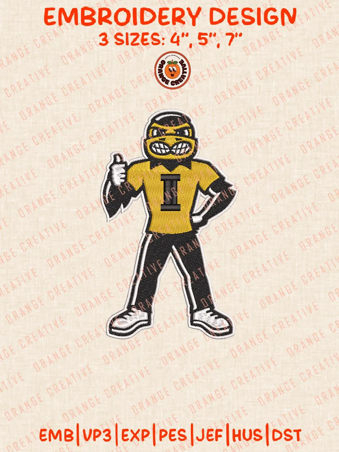 Iowa Hawkeyes Embroidery Design, NCAA Logo Embroidery Design, Machine Embroidery Design File, 4 Sizes, Digital Download