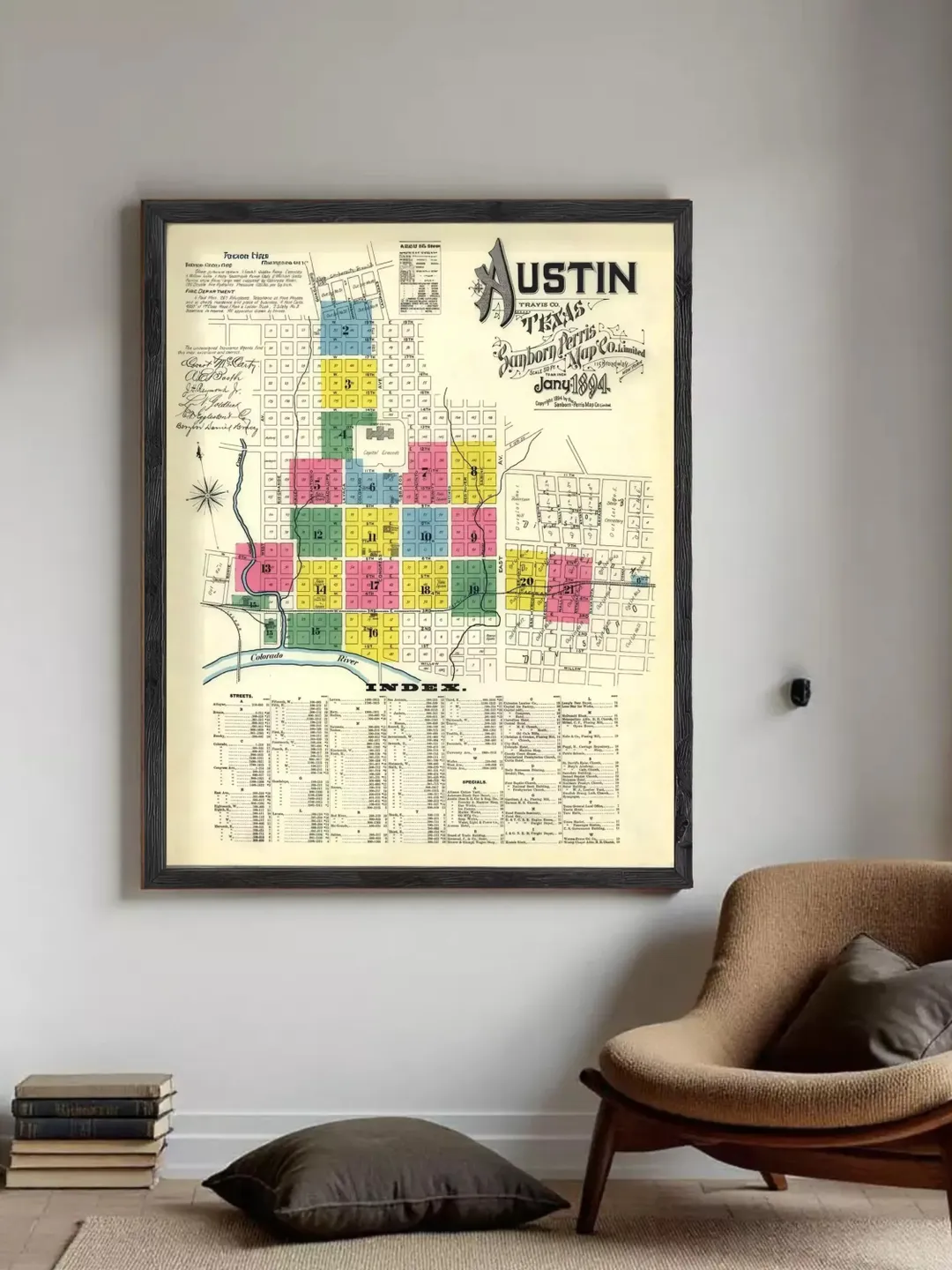 Vintage 1894 Austin Texas Map Print | Antique Wall Art