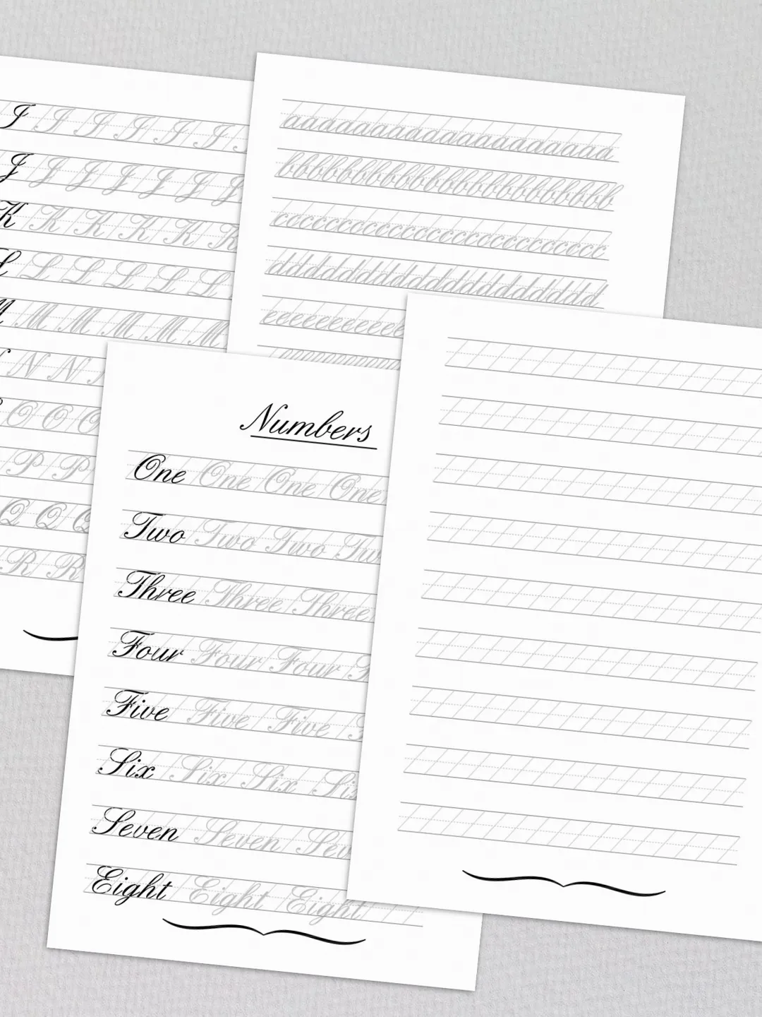 Calligraphy Worksheets, modern calligraphy, handlettering practice