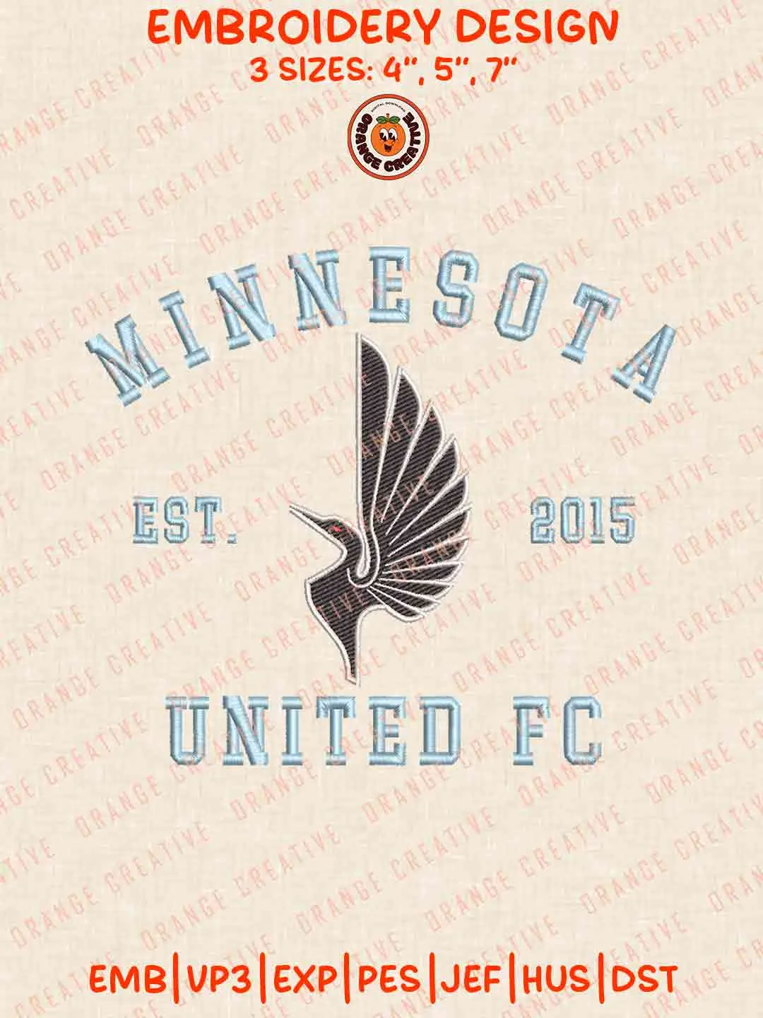 Minnesota United FC Est 2015 Logo Embroidery Files, Minnesota United FC Embroidery Designs, League Soccer Machine Embroidery Files, MLS Minnesota United FC Logo Machine Embroidery, 3 sizes, Digital Download