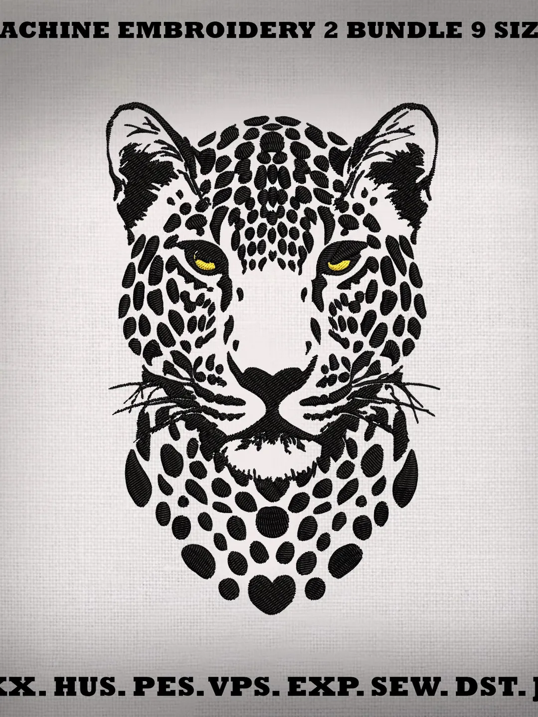 Leopard Face Embroidery Design, Wild Cat Machine Embroidery (DST PES JEF)
