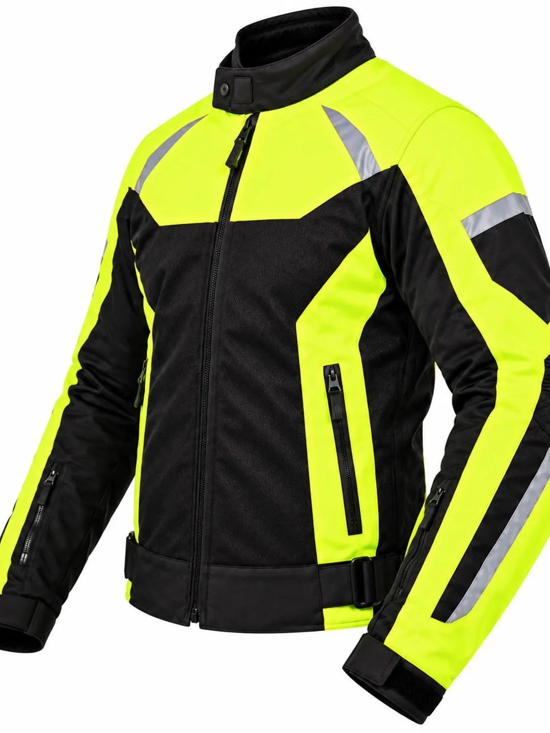 ZARK Men's Hi Vis Motorcycle Jacket, Neon Yellow Textile Riding