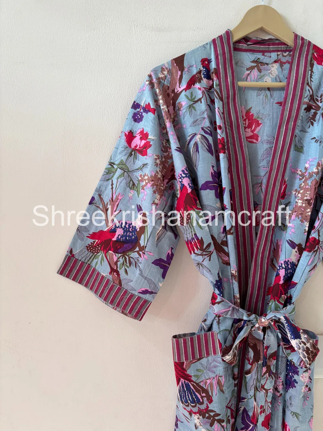 fully embroidered in silk robe kimono coat