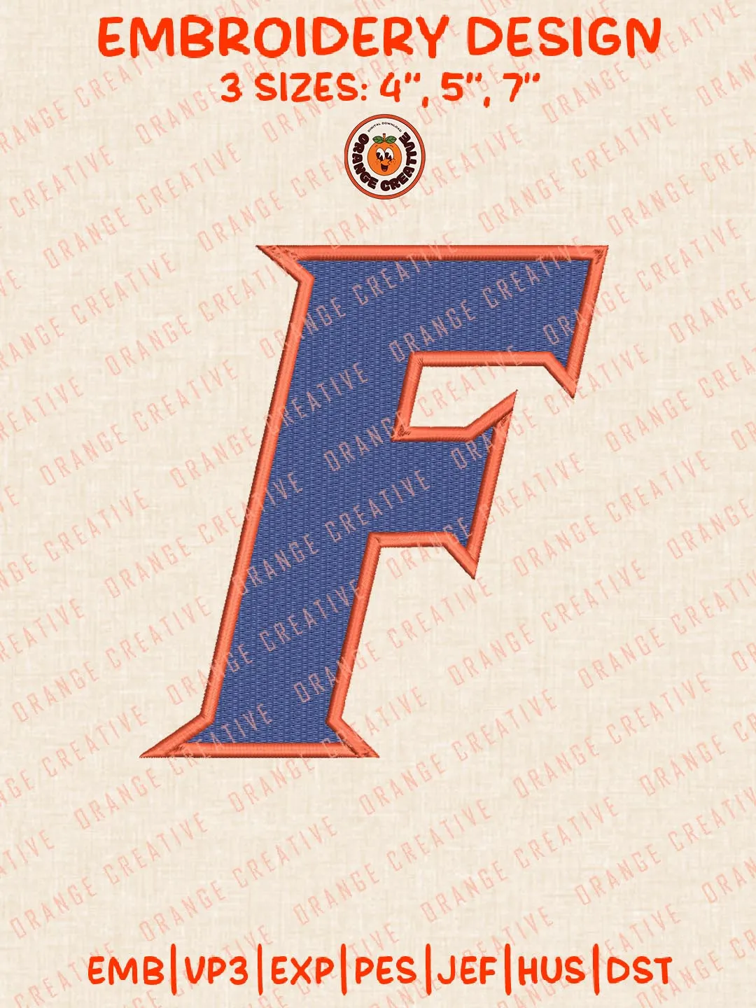 Florida Gators Logo Embroidery Design, NCAA Team Embroidery Design, Machine Embroidery Design File, 4 Sizes, Custom Size, Digital Download