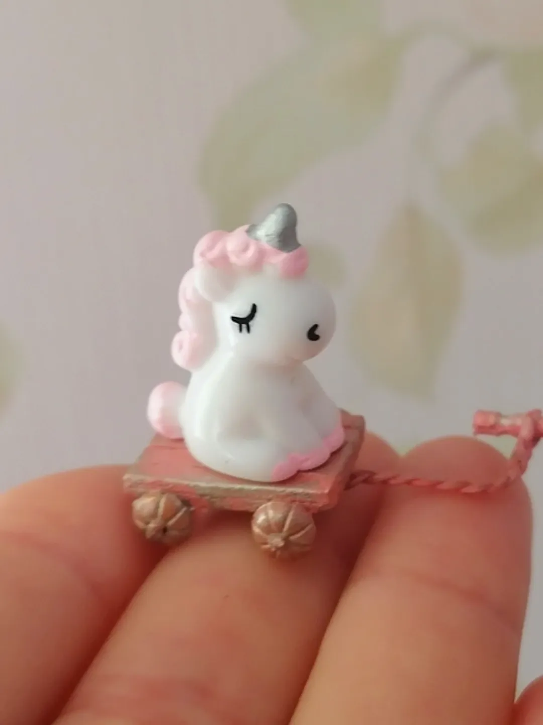Unicorn on a cart. Puppet miniature. Scale 1:12. Dollhouse miniature.1:12 scale.