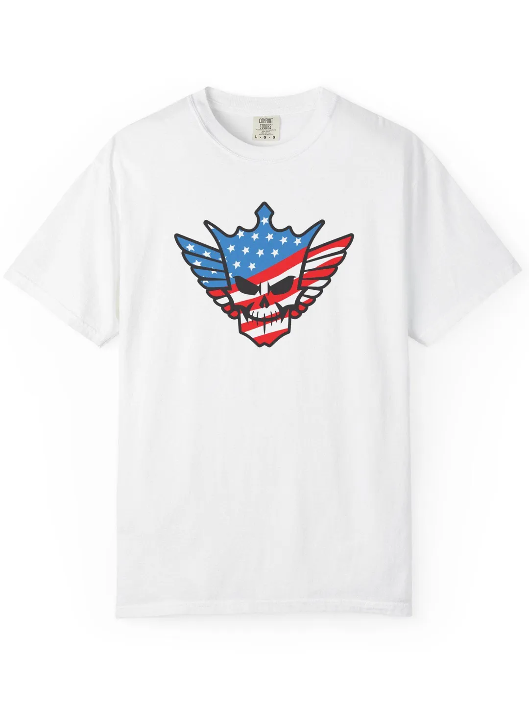 American Flag Skull T-shirt | Patriotic Skull Tee, USA Wings Design
