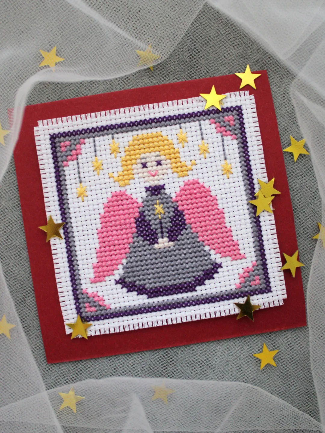 Cross stitch pattern Christmas Angel, easy cross stitch pattern PDF, holiday card idea