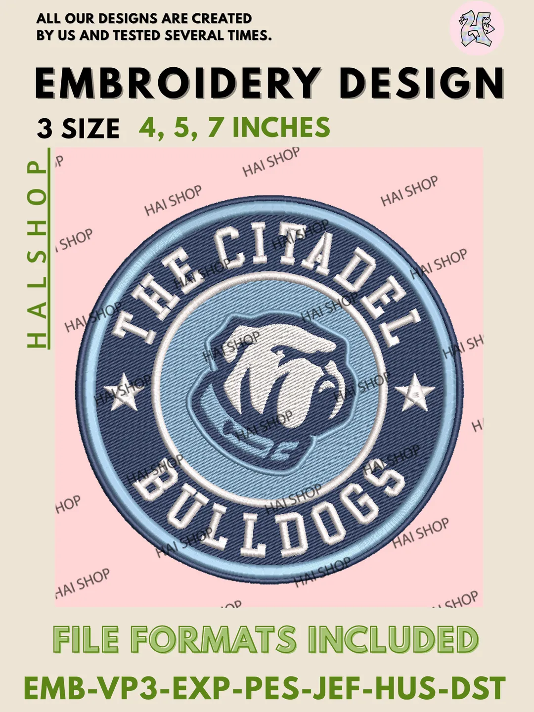 The Citadel Bulldogs Mascot Logo embroidery designs, NCAA The Citadel Bulldogs Dog Head Machine embroidery designs, College Football Embroidery Designs, NCAA Game Day DIY projects, Digital Download