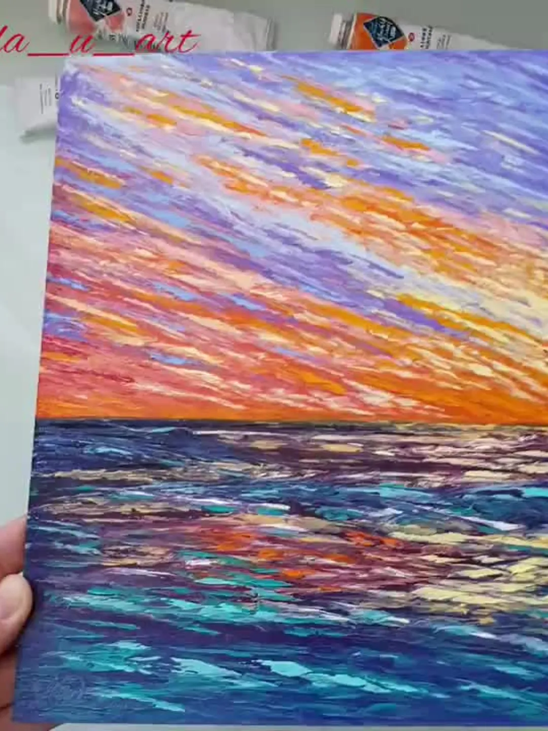Sunset Painting Seascape Original Art Tropical Wall Art Impasto Oil ...