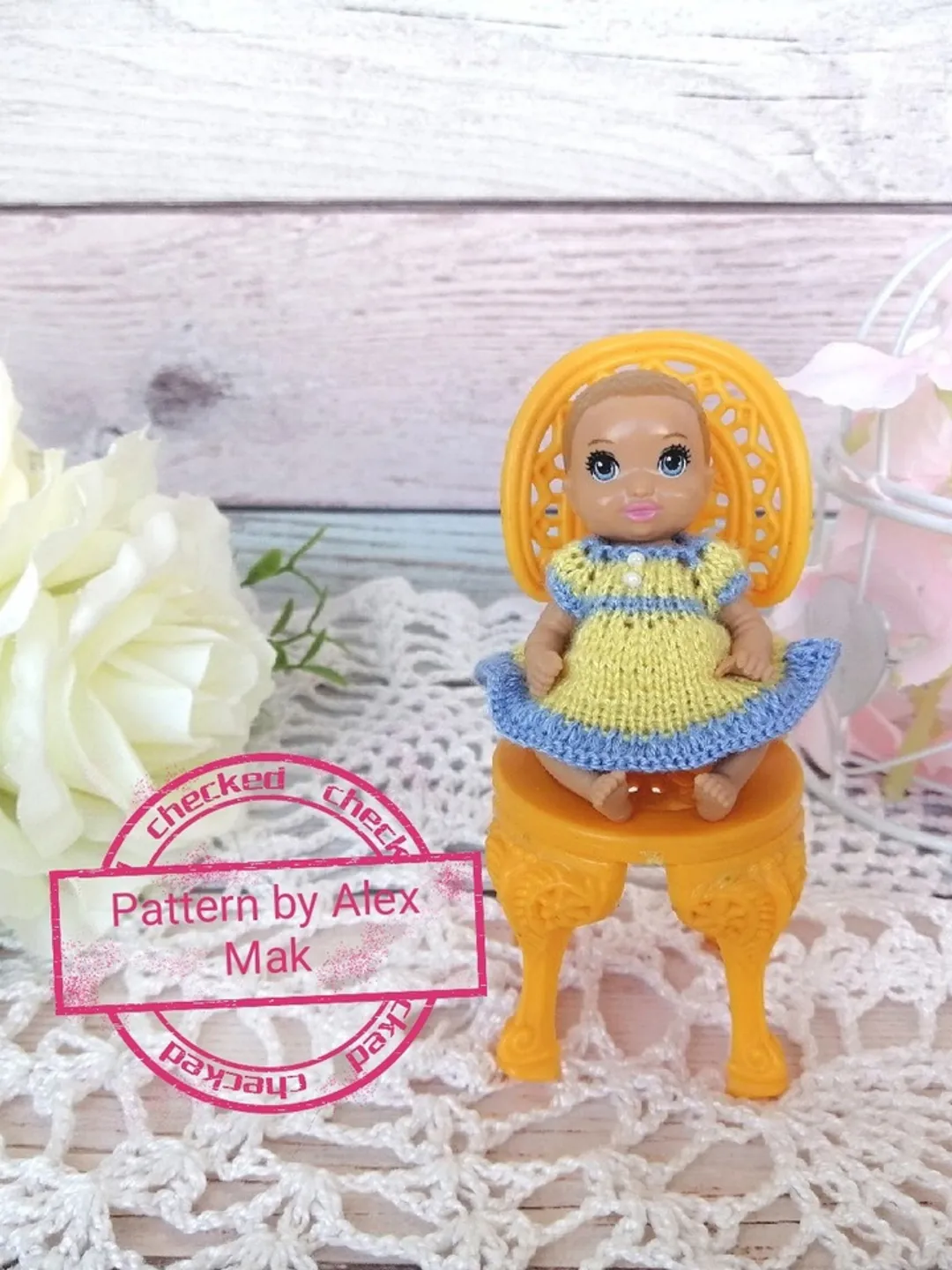 Miniature doll dress PDF Pattern