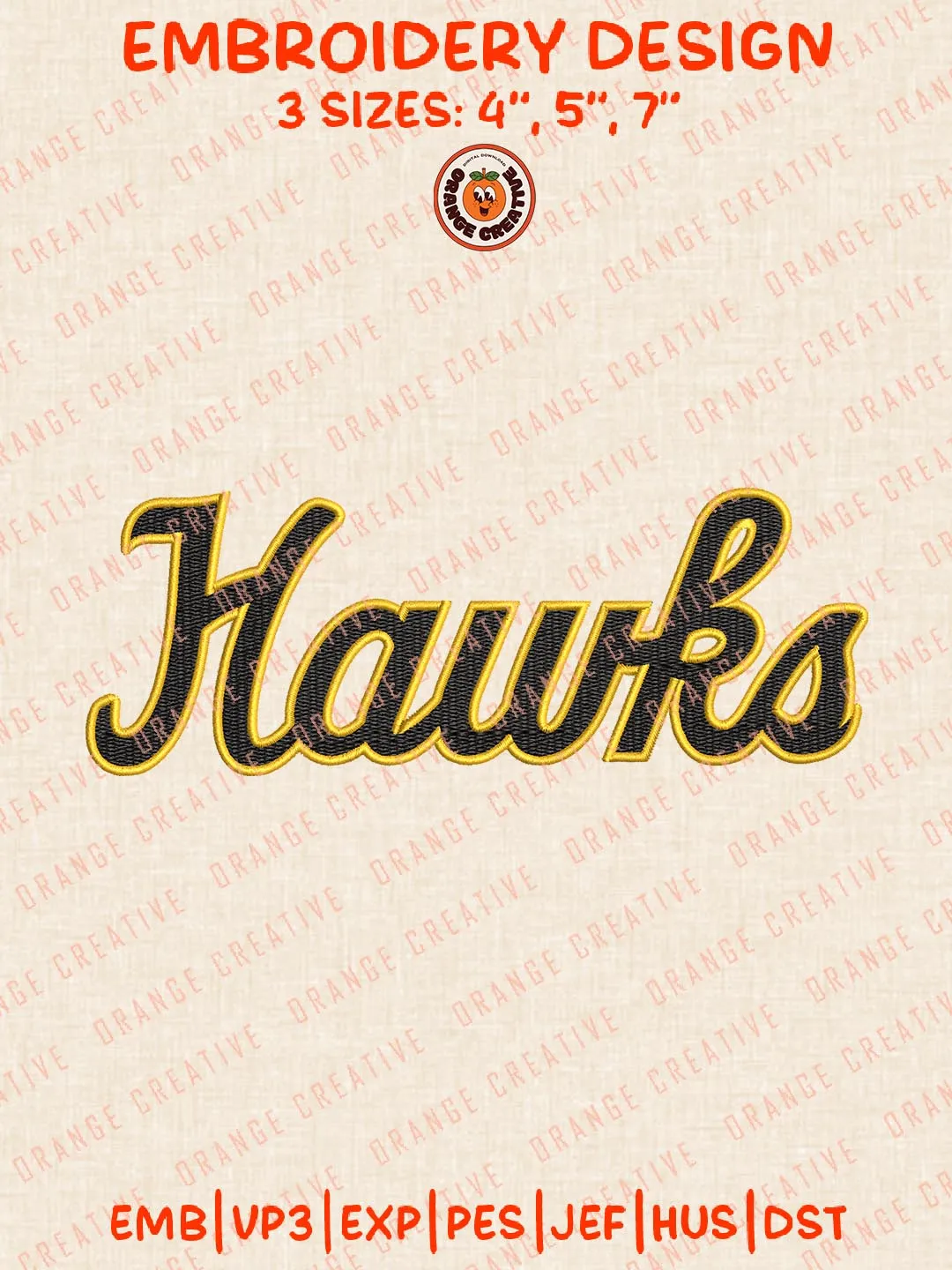 Hawks Embroidery Design, NCAA Iowa Hawkeyes Logo Embroidery Design, Machine Embroidery Design File, 4 Sizes, Digital Download
