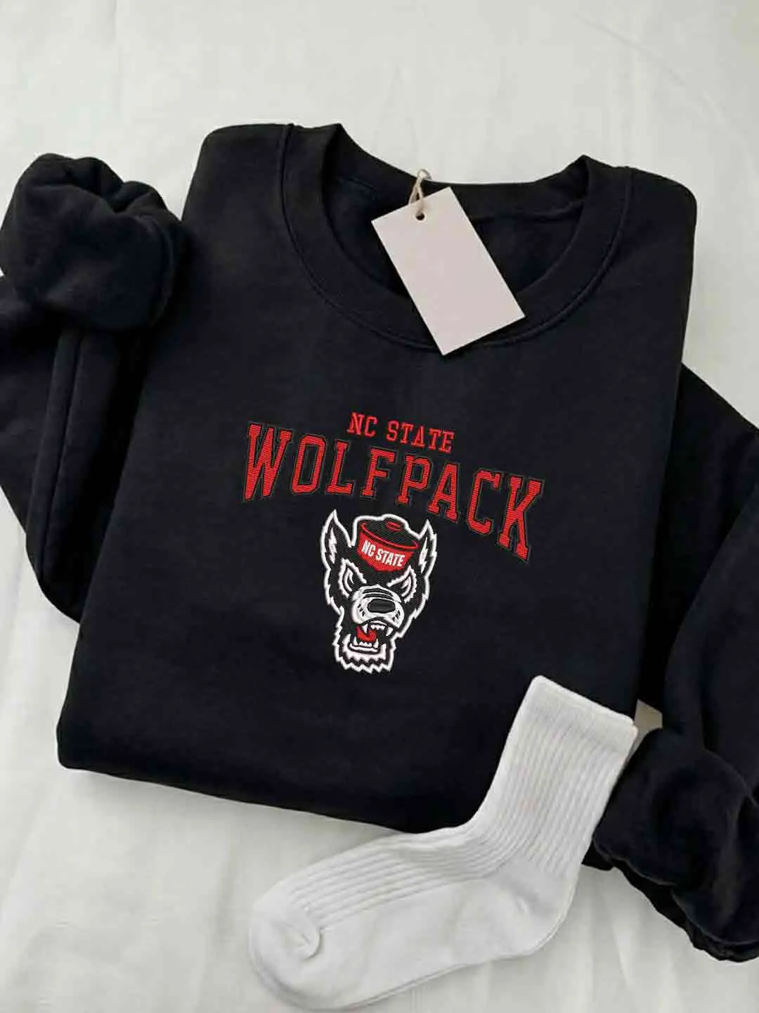NC State Wolfpack Embroidered Sweatshirt, Sport Embroidered Crewneck, NC Wolfpack Football Embroidered Shirt, Sweatshirt, Crewneck Gift