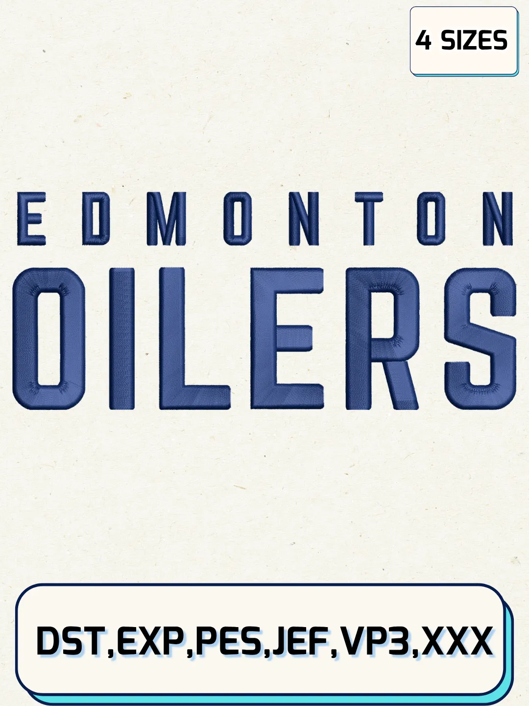 Edmonton Hockey Embroidery Design Files ,Machine Embroidery Files,4 Sizes