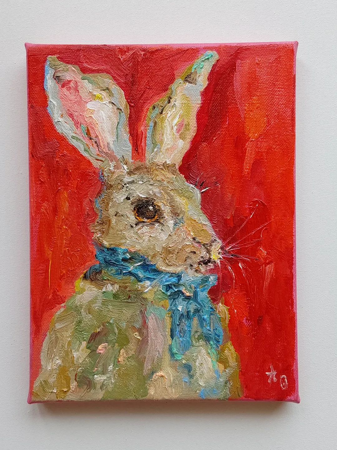 18x24cm (7.2x9.6 inch) Oil painting on canvas. "Bunny Hare"