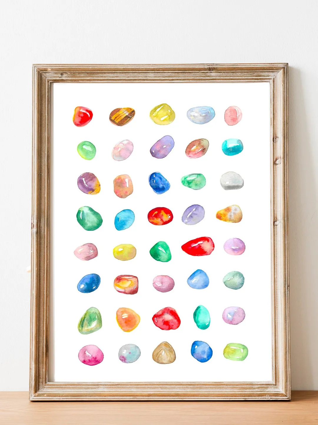Gemstones Watercolor Art Print Mineral Poster Chakra Gifts Gems And Minerals Geology Art Print Crystal Wall Art Chakra Gift Colorful Poster