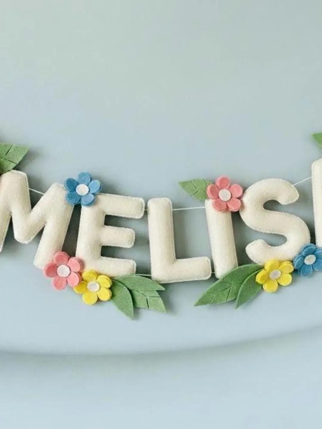 Custom Name Garland , Flowers Custom Name Decor, Felt Name, Felt