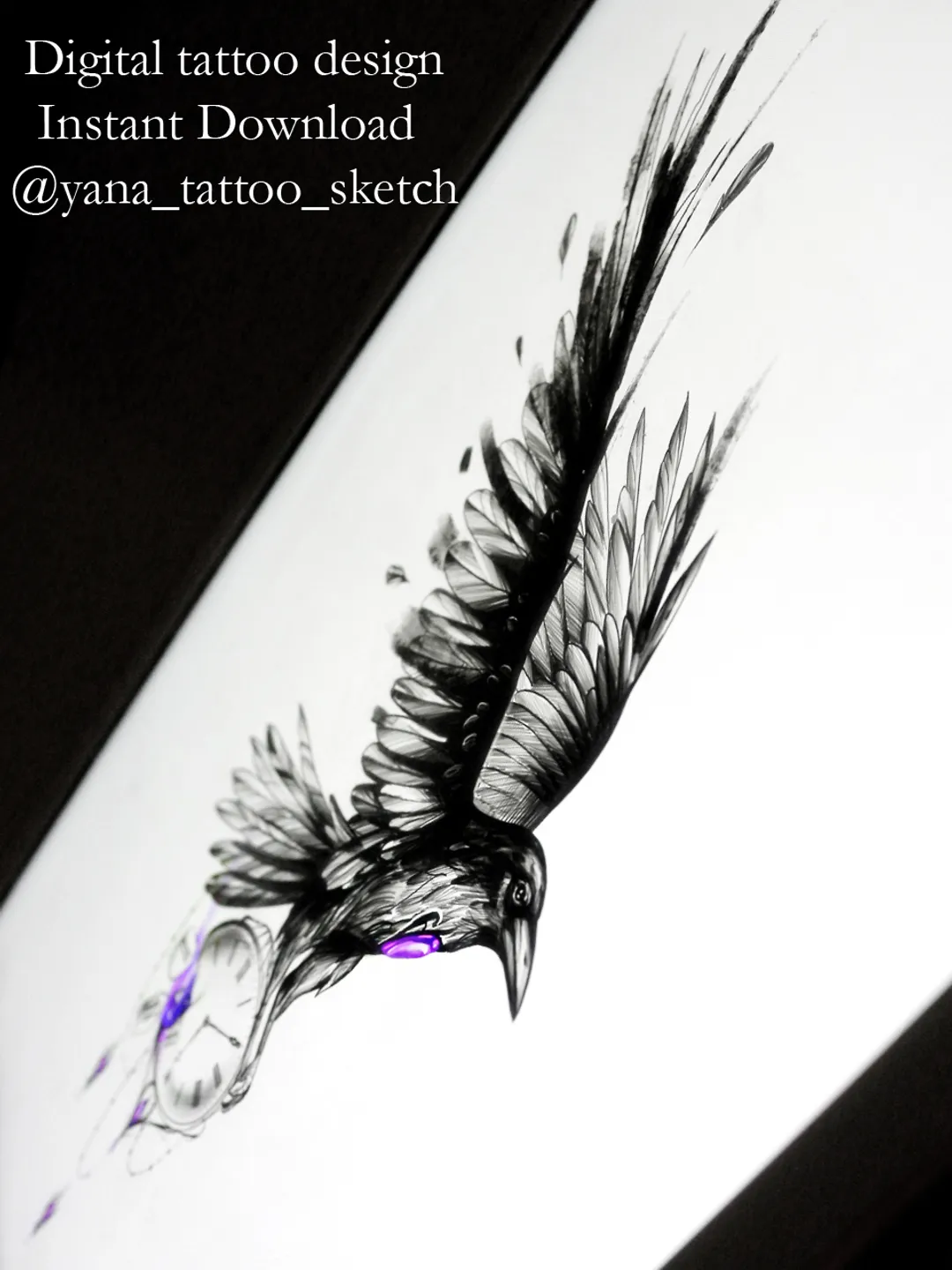 Black and White Crow Tattoo Ideas