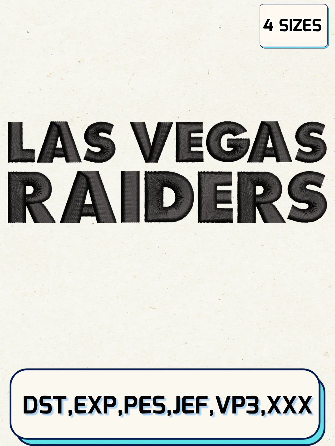 Las Vegas Raiders Wordmark Logo Embroidery Design Files,NFL Logo Embroidery Designs,Machine Embroidery Files,4 Sizes